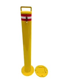 Removable Bollard | 140mm Diameter | Base Plate | Key Lock | Free Fixings Included